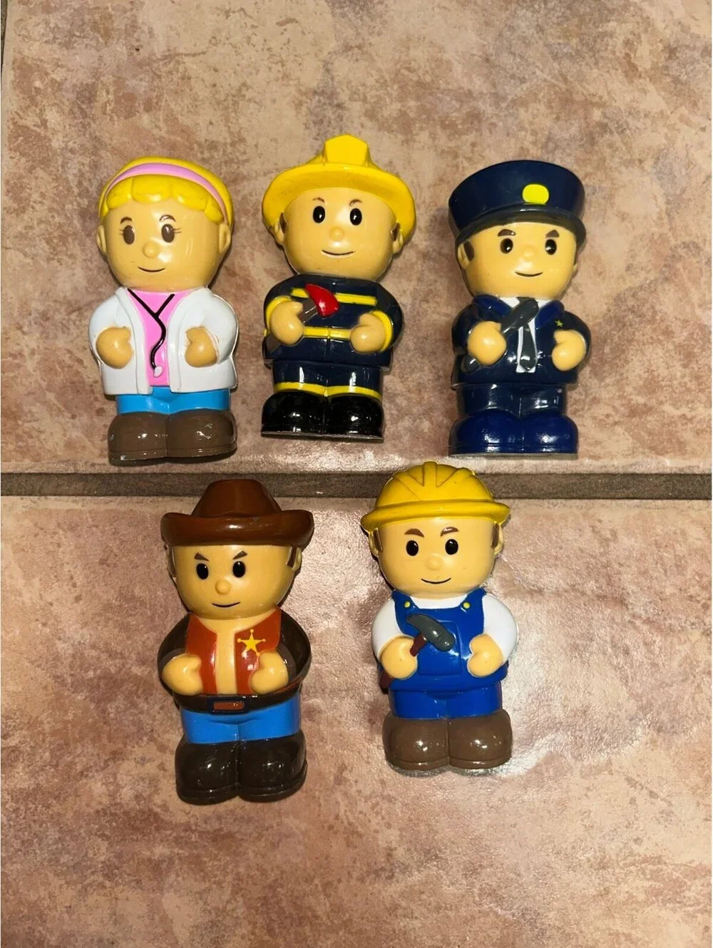 lot of 5 community helper/occupation toy figures feat. a variety of professions